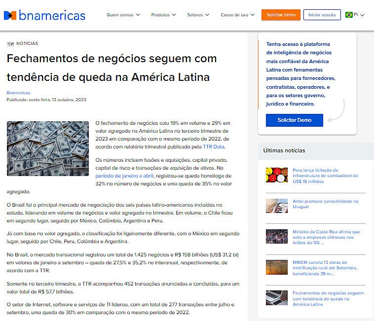 Fechamentos de negcios seguem com tendncia de queda na Amrica Latina